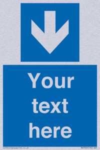 Custom Mandatory directional sign, blue arrow down